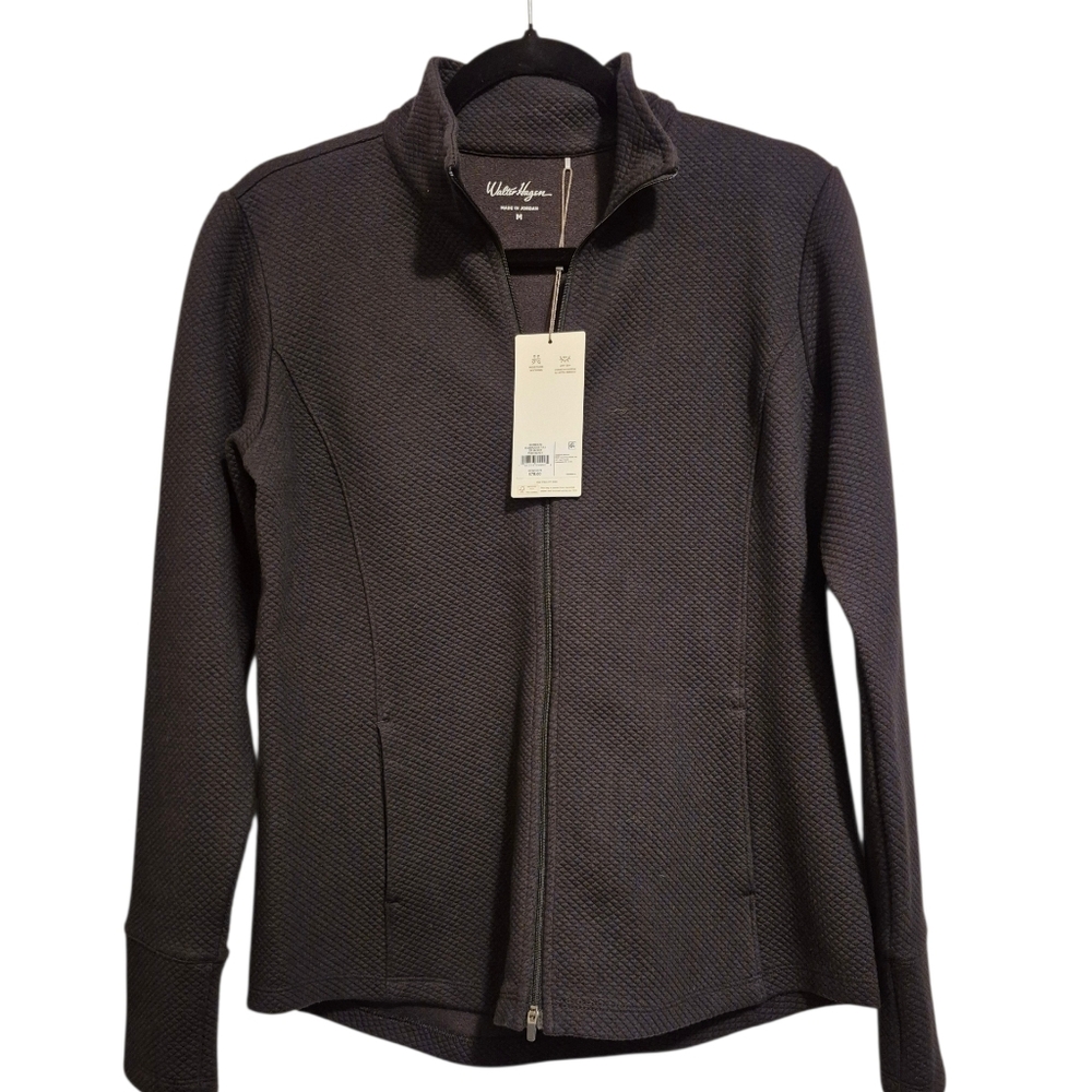 NWT Walter Hagen Women's BLACK Clubhouse Full Zip Jacket Med